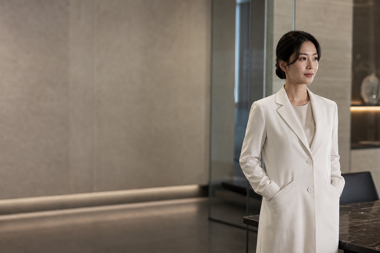 성형외과 의료진이 환자와 태블릿을 보며 상담 계획을 설명하는 장면